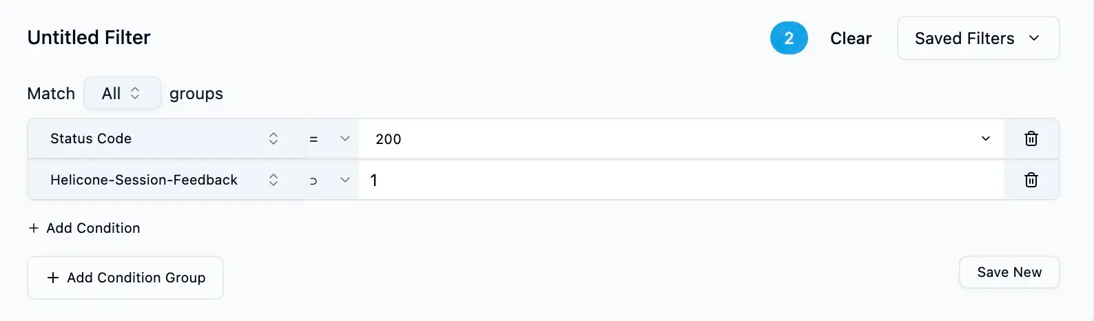 Filtering requests with custom properties and search criteria