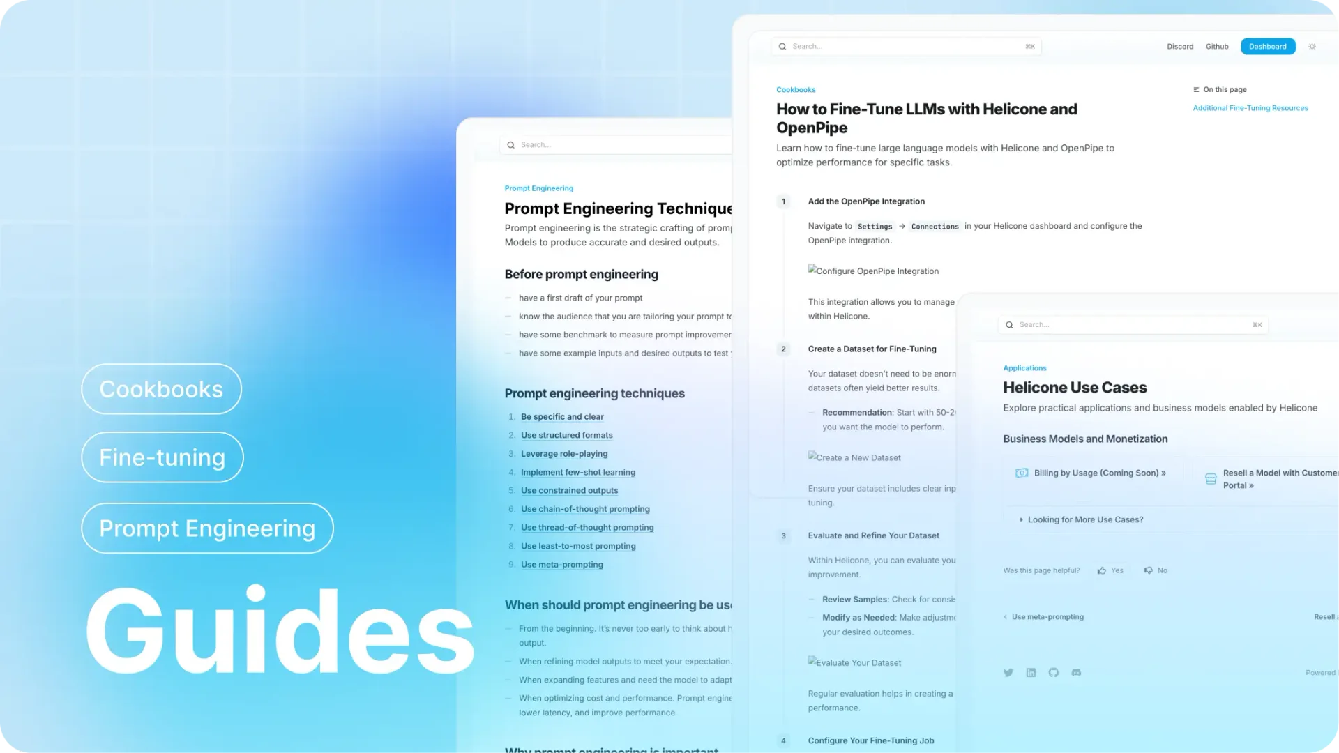 Helicone's guides for building, optimizing, and analyzing LLM applications with Helicone.